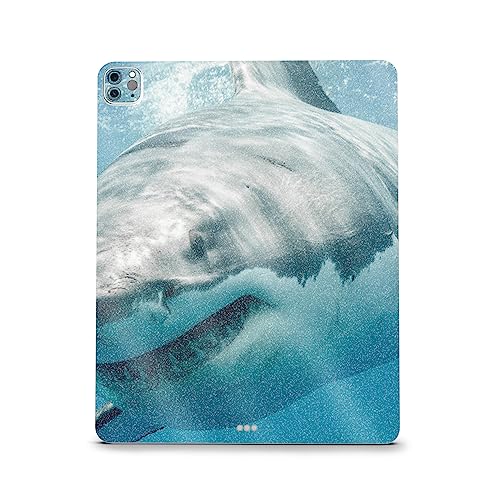 Image of MightySkins Carbon Fiber Skin Compatible with Apple iPad Pro 12.9 inch M2 6th Gen (2022) Full Wrap Kit - Great White Shark | Protective, Durable Textured Carbon Fiber Finish | Made in The USA