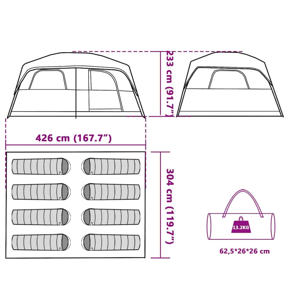 vidaXL Tienda de Campaña Familiar para 10 Personas Impermeable Toldo Refugio