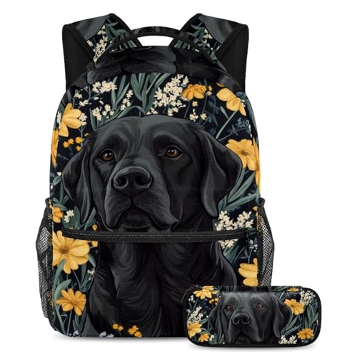 Sac à dos Labrador Retriever 2 pièces grand format avec trousse scolaire pour garçon et fille
