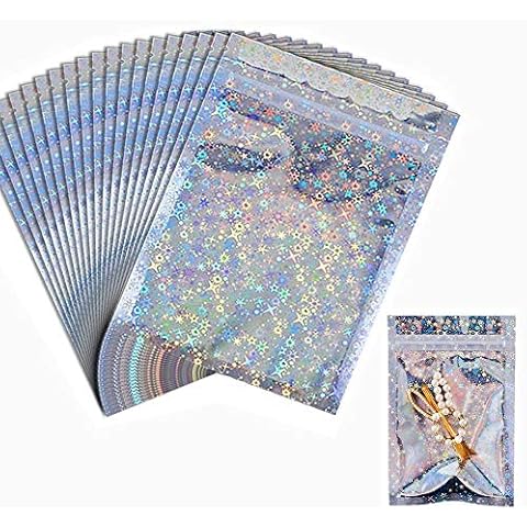 OTMVicor Vicor Star Mylar Bags,100pcs 2.7”x4”(7x10cm) Food Grade bags,Resealable Plastic Bags with Window for Party Cover