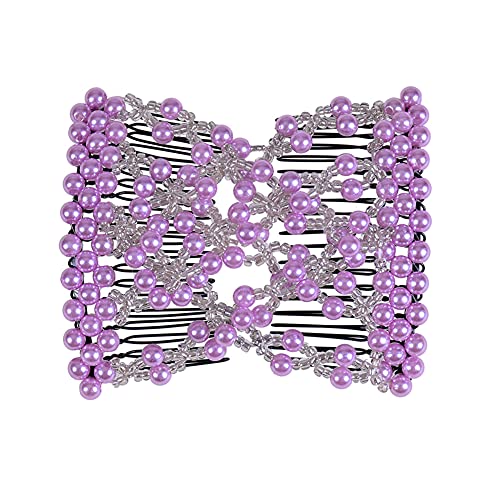 Ruihfas 6Pcs Multifunction Easy Comb Magic Comb Stretchy Beaded Hair Comb Elastic Double Combs In Mix Colors Hair Holder #TOP4