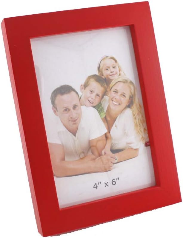 Zhenzan Frames Rectangular Wood Desktop Family Picture Photo Frame with Glass Front (Red, 4x6)