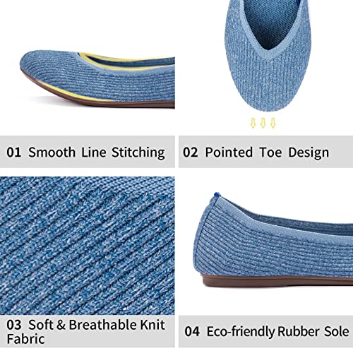 Image of Frank Mully Women's Ballet Flats Round Toe Walking Flats Slip On Work Shoes Knitted Flats Shoes for Woman Soft Lightweight