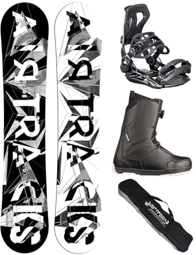 AIRTRACKS Snowboard Set Pack Planche BWF Extra Wide 155 + Fixations Master + Chaussures Master ATOP 43 + SB Bag