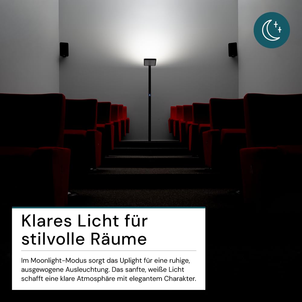 LUXULA LED Büro Stehleuchte, dimmbar, CRI>98 Vollspektrum, UGR<16 blendfrei, RG0 Blaulichtfilter, 4000K Neutralweiß, 2x 50W Uplight und Downlight, 7000lm, weiß - Arbeitsplatz Stehlampe Deckenfluter