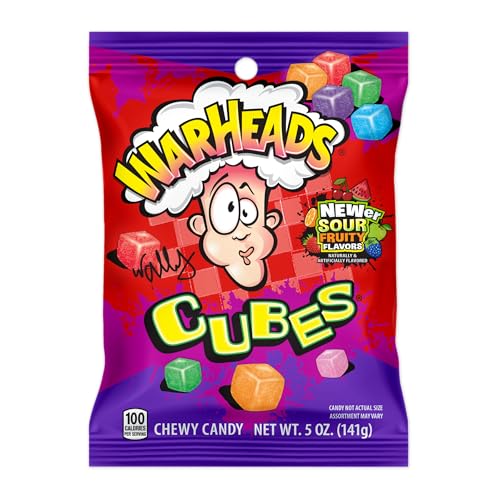 WARHEADS SOUR SWEET AND FRUITY CHEWY CANDY CUBES 5oz (141g)
