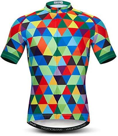 Men's Cycling Jersey Short Sleeve Bike Shirts Clothing Multicolored Diamond