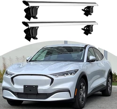 2Pcs Aluminum Alloy Lockable Crossbar fits for Ford Mustang Mach-E 2021-2024 2025 Cross Bars Holder Car Roof Rail Rack Luggage Cargo Carrier (Silver)