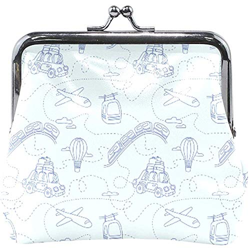 Preisvergleich Produktbild Brieftasche Reisemuster Zugwagen Flugzeug Kabel Münz Geldbörse Beutel Leder Wechselhalter Karte Clutch Handtasche