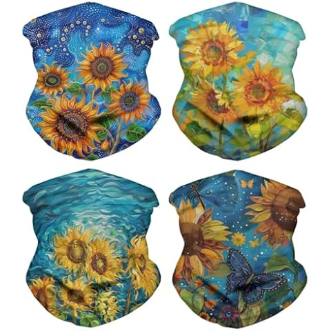 DUOLIFU Seamless Rave Bandana Neck Gaiter Balaclava Face Mask Headwear for Men Women Face Scarf Outdoor Sports,Sunflower Galaxy Cover