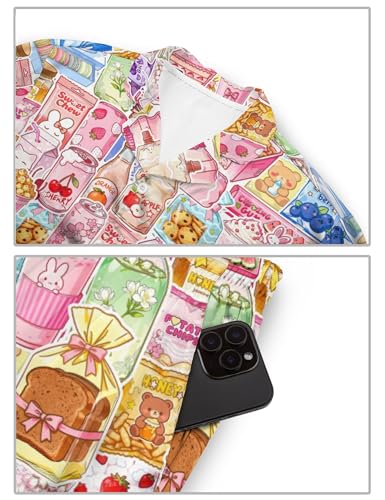 Image of Funny Satin Pajamas Set for Women Button Down Sleepwear Print Pjs Set 2 Piece Short Sleeve Loungewear Gift for Women