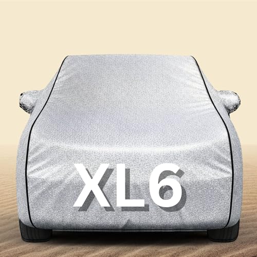 Image of 100% Waterproof XL6 Car Cover Heavy Duty - Premium Polyester Car Body Cover, All Weather Outdoor Protection, UV Resistant, Dustproof, Windproof, Heat Resistant, Scratch Resistant (Silver)