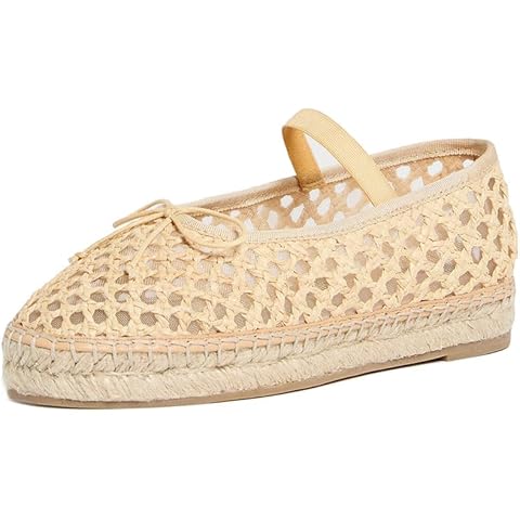 Goiphrri Platform Mary Jane Flats for Women Espadrilles Bow Knot Mary Janes Straw Woven Mesh Ballet Flats for Women Flatform Dress Pumps Cover