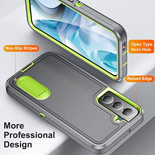 IDweel for Galaxy S22 Case with Build-in Kickstand,Heavy Duty Protection Shockproof Anti-Scratch Slim Fit Protective Durable Case Hard Cover for Samsung Galaxcy S22 6.1 Inch,Grey/Green by IDweel - Image 4
