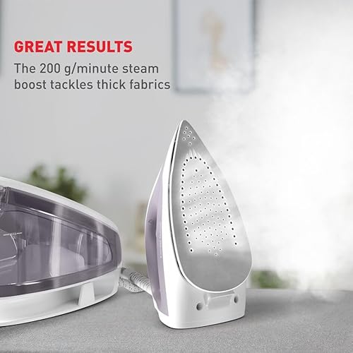 TEFAL Express Optimal Steam Generator Iron | 5.3-Bar Pump | 250 g/min | Steam Boost | Ultra-Compact | Calc Clear Technology | 1.2 L | Xpress Glide Soleplate | White | 2 Years Warranty | SV4111E0