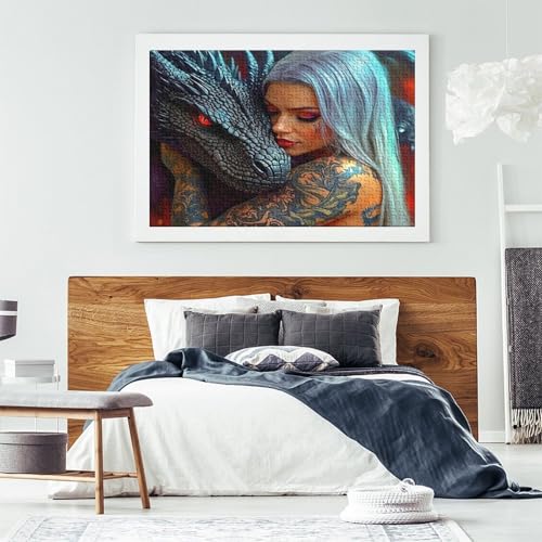 Puzzle para adultos de 1000 piezas con escena fantástica gótica de dragones 7