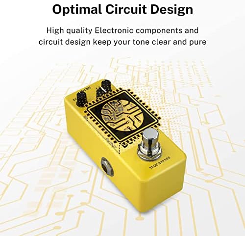 Donner Yellow Fall Delay Pedal, Delay Guitar Effects Pedals Mini Pedal Compact Size Pedal True Bypass