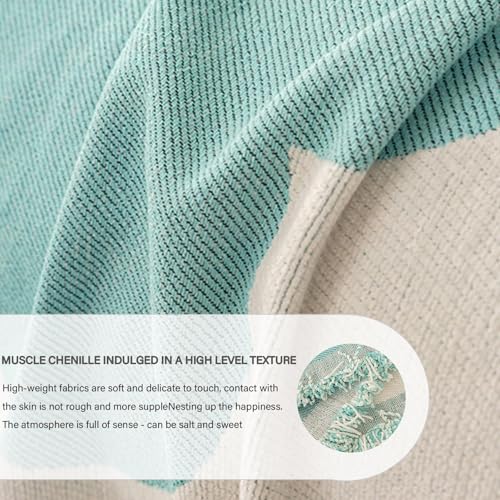 Housse de canapé en chenille douce bleu jeté de lit luxe réversible - 3