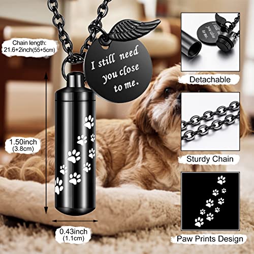 Dletay Cylinder Cremation Jewelry Urn Necklace for Ashes Memorial Ashes Necklace with Angel Wing Charm Memorial Keepsake for Pet Human-I Still Need You Close to Me3