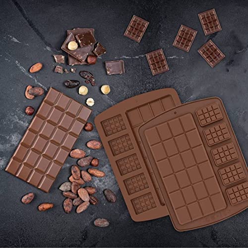 Image of Kitchen Expert Silicone Chocolate Moulds | Set of 2 | Flexible, Non-Stick Chocolate Making Molds for Candy, Jelly & Ice | Reusable Baking Trays | Perfect for Homemade Chocolates, Candies & More
