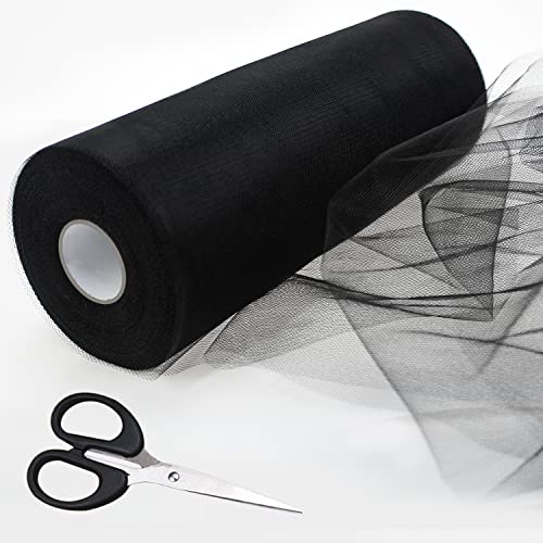 Tüllstoff Tüllstoffrollen Tüllband Tüll Rolle Dekoband 30cm x 100Yards zum Verpacken von Geschenken, Hochzeitsdekorationen, DIY-Röcke, Basteldekorationen(Schwarz)