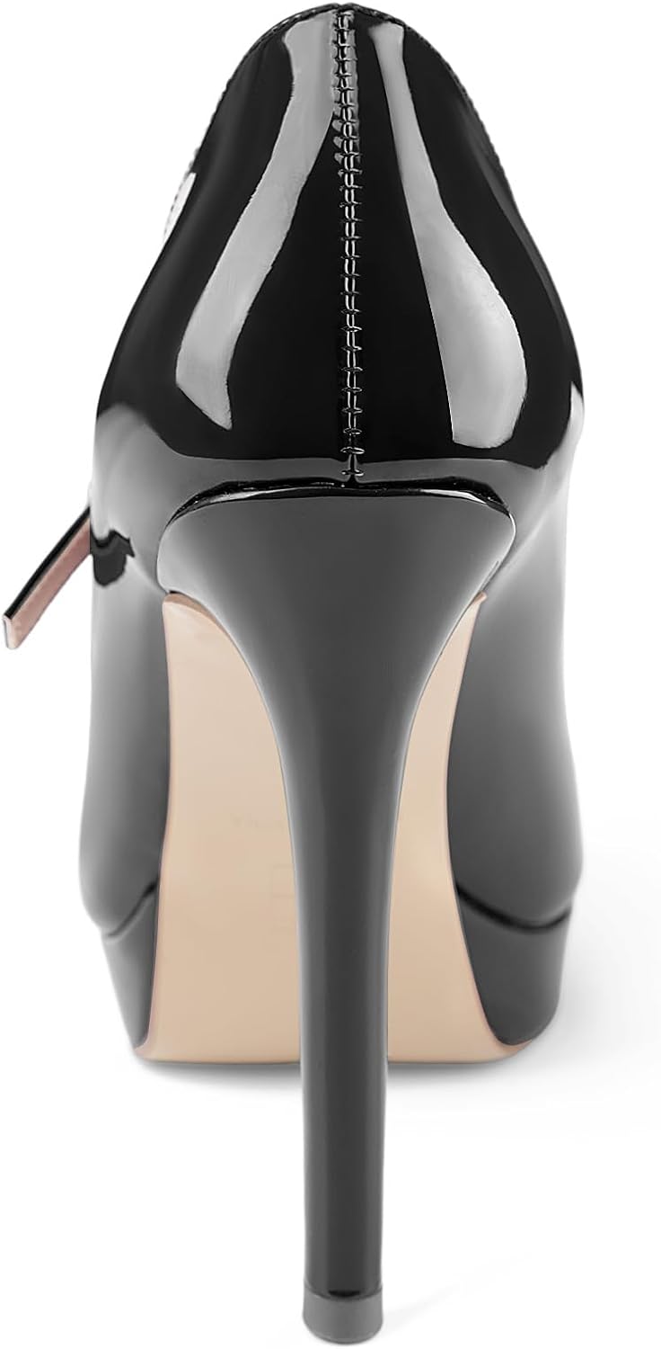 Oh Mispares Women’s Stiletto High Heels Thin Platform Styling Pointed Toe Mary Jane Style Summer Dress Pumps 5 inch Trendy Office Wear Shoes - Image 4