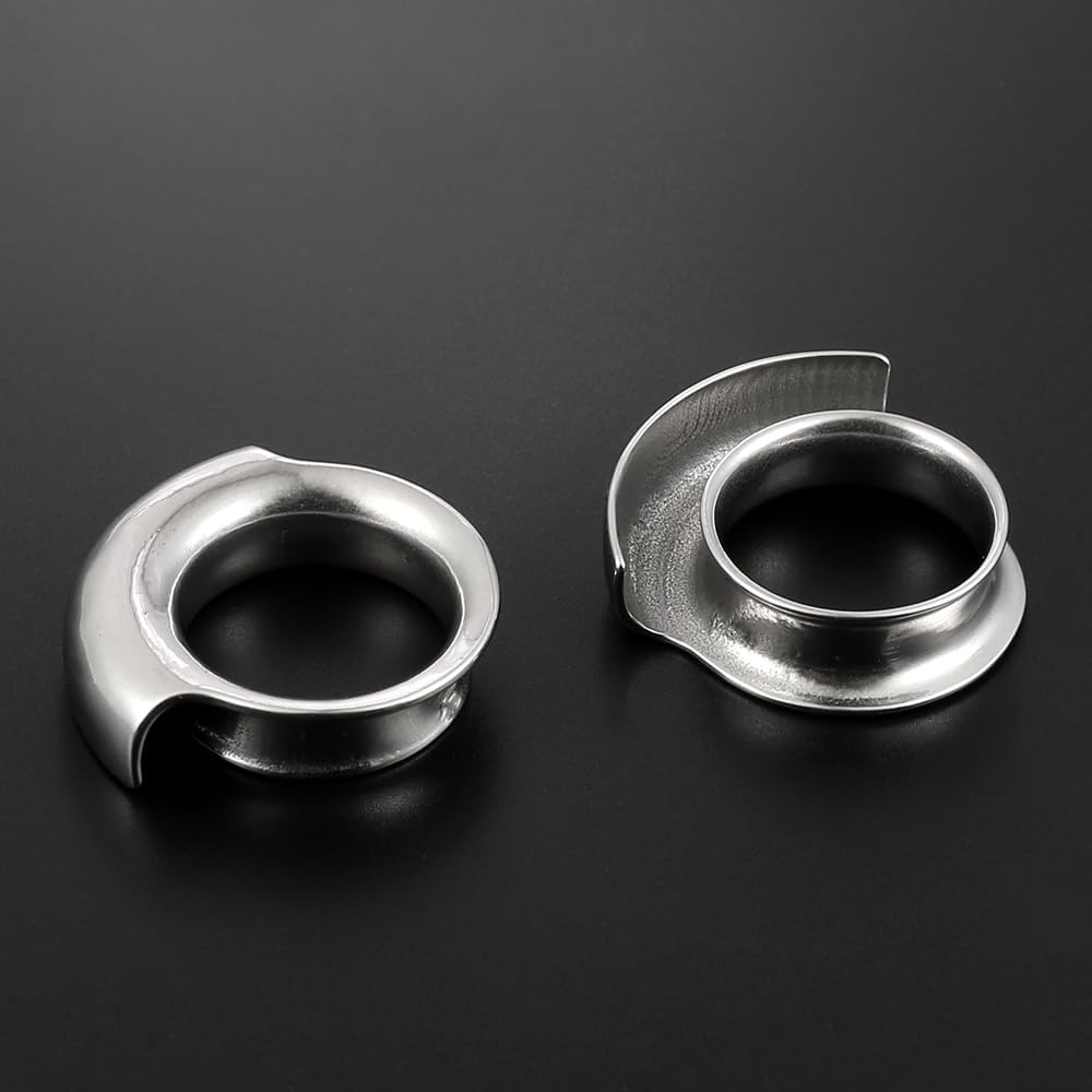 Casvort 2 PCS Hypoallergenic 316 Stainless Steel Cuff Ear Tunnels,Elegant Plugs and Gauges,Double Flared Ear Plugs for Stretched Lobes,Simple Chic Stretching Jewelry for Women Men from 0g–1 Inch