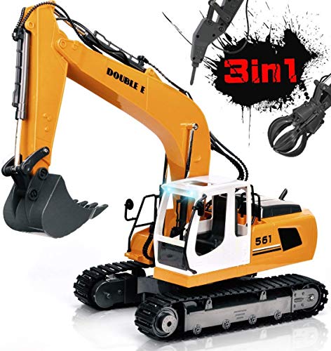 DOUBLE E 17 Channel Remote Control Truck RC Excavator Toy 3 in1 Claw
