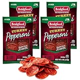 Bridgford Sliced Turkey Pepperoni 4 oz Pack of 4 - Pepperoni Slices for Pizza and Sandwiches - Naturally Smoked Healthy Snacks for Low-Carb Keto Diets - Ready-to-Eat Slices for On-the-Go Snacking