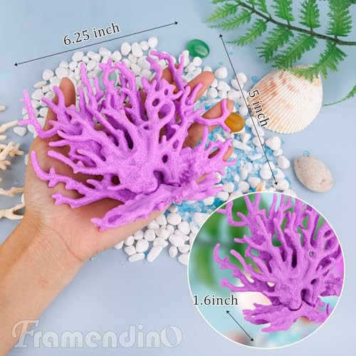 Image of Framendino, 4 Pack Artificial Aquarium Coral Decor Plastic Faux Reef Decorative Cute Fish Tank Decorations