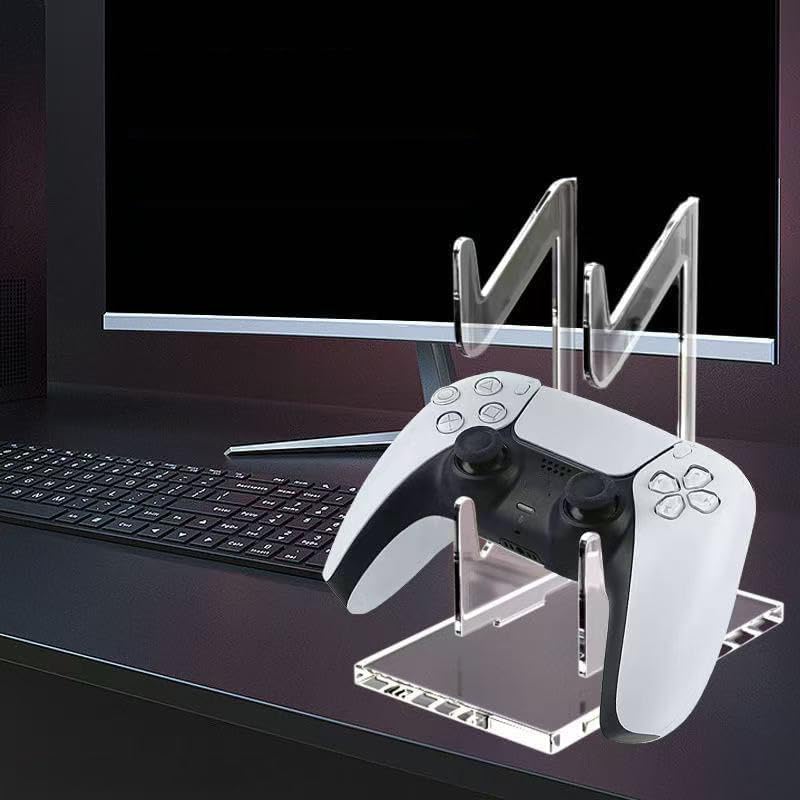 Game Controller Holder 2 Tiers - Universal Dual Controller & Headphone Stand, Acrylic Clear Display Stand Compatible with Nintendo Switch, Xbox, PS5, PS4 - Desk Mounts - Image 5