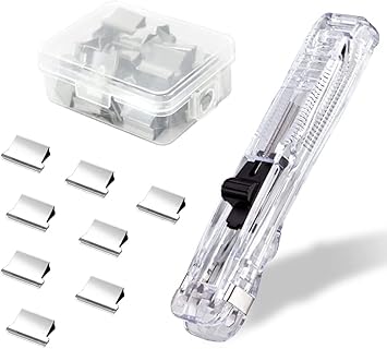 SXWLJT Manual Stepler with 50 Clip - Push Stapler, Binder Clips Paper Clamp, Reusable Stainless Steel Clips multiuse Stapler