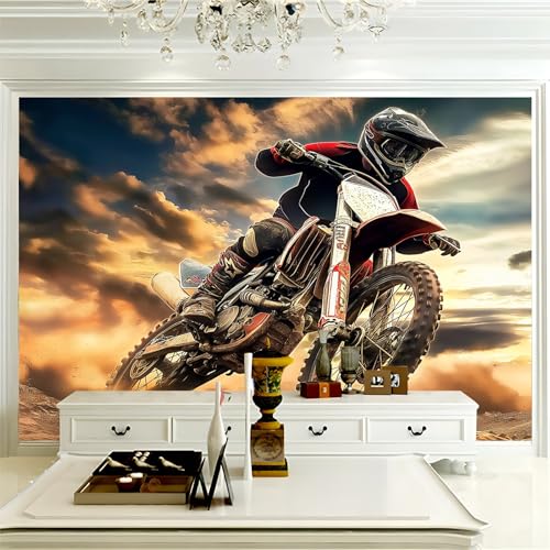 Papier Peint Moto tout-terrain dans le désert, 200 x 140 cm, Poster Geant Mural Personnalisé,...
