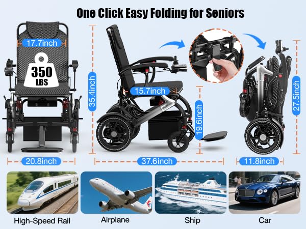 Electric Wheelchair Foldable Lightweight