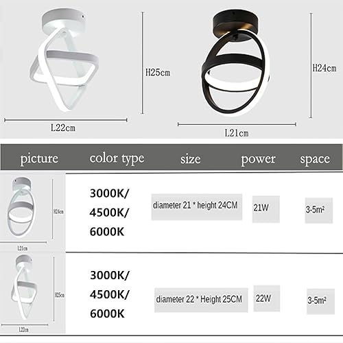 Miniatura 5 de Lámpara LED de techo, lámpara cuadrada negra de 22 W, 3000 K-6000 K, lámpara de techo opcional de montaje empotrado, moderna para sala de estar,