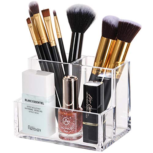 3 Slot Extra Thicken Makeup Brush Holder Organizer Acrylic Cosmetics Pen Storage Case, Clear