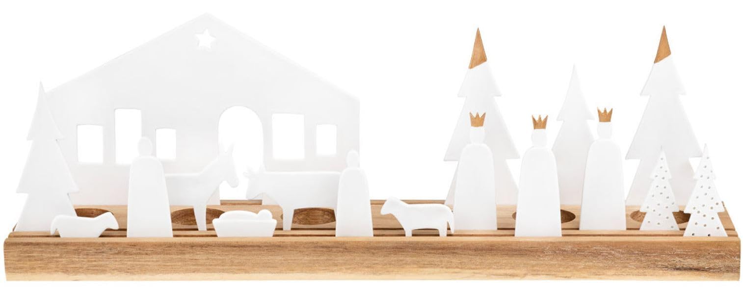 Räder [SA2025/08] Living Xmas Crèche Lumineuse 45 x 9,5 cm Acacia