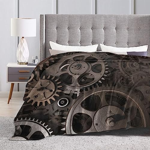 Couverture plaid de camping Old Metal Gears micro-polaire douce pour lit - 5