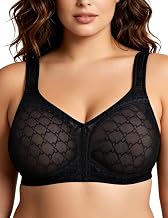 Wingslove Women's Bra Without Underwire Minimiser Bra Large Breasts Strong Hold Unpadded Full Cup Lace Bra Non-Wired Comfortable Relief Bra