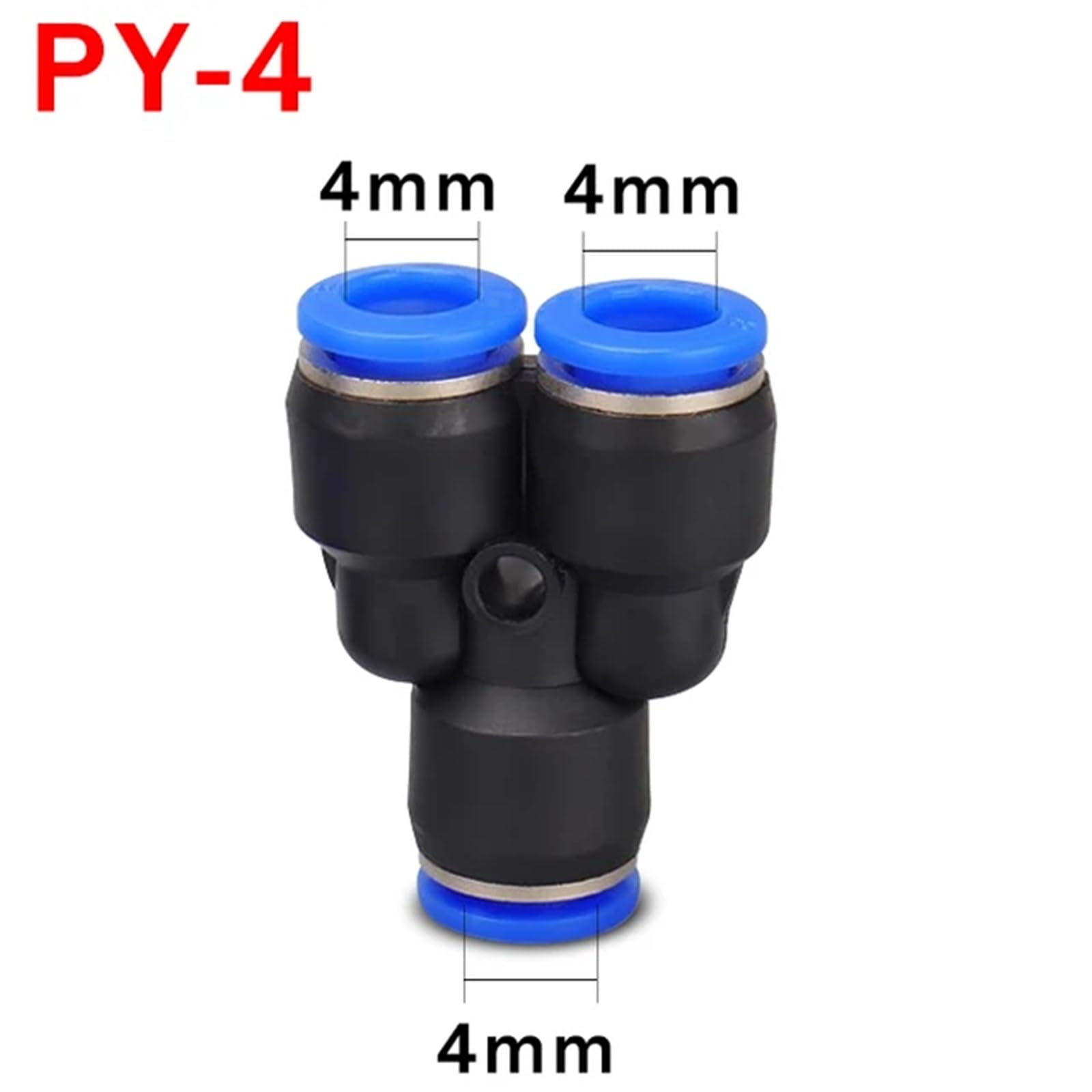 Raccordo pneumatico in plastica per tubi a pressione rapida PY PW 4 6 mm 8 mm 10 mm 12 mm raccordi per tubi a forma di Y, 500 pezzi (PY-4)