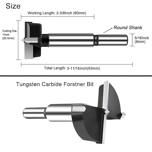 Vista 65 de Broca Forstner de carburo de 2-3/8 pulgadas, broca Forstner con punta de carburo para madera dura, broca de perforación de madera, kits