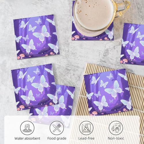 Dessous de verre papillon en céramique anti-tache pour protection de table - 6