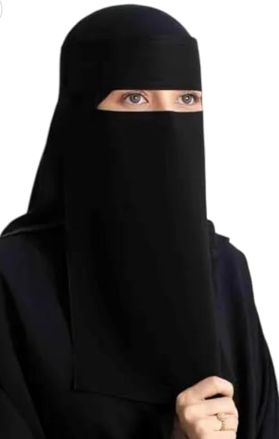 Elegant Traditional Arabian Niqab - Premium Quality Soft Material Modest Face Veil Black Color, One Size
