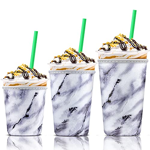 3-Pack Neoprene Iced Coffee Cup Sleeves for Large Cups