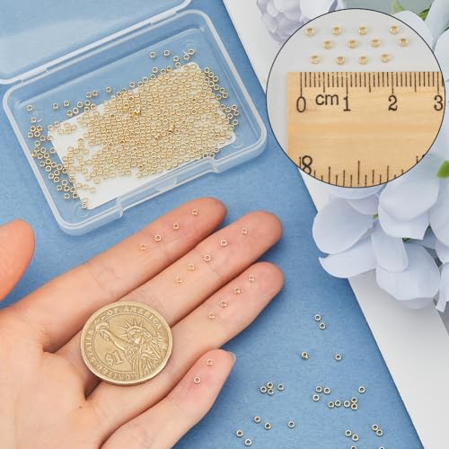 Beebeecraft 1 Box 500Pcs Crimp Beads 18K Gold Plated 316 Stainless Steel Loose Spacer Stoppers Crimping Tube Spacers Cord End Caps for DIY Jewelry Making(Hole: 1mm) - Image 3