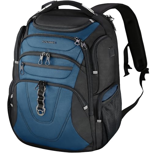 Image of KROSER TSA Friendly Travel Laptop Backpack 18.4 inch XXXL Gaming Backpack Water-Repellent College Daypack Business Backpack with RFID Pockets & USB Port for Men /Women-Black /Haze Blue