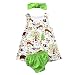 YWLINK Verano Conjunto Vestido De Bebé De Dibujos Animados Sin Mangas De Animales+Pantalones Cortos De Lunares+Banda De Pelo Conjunto De 3 Piezas Fiesta En La Playa Regalo(Verde,18-24 meses/100)