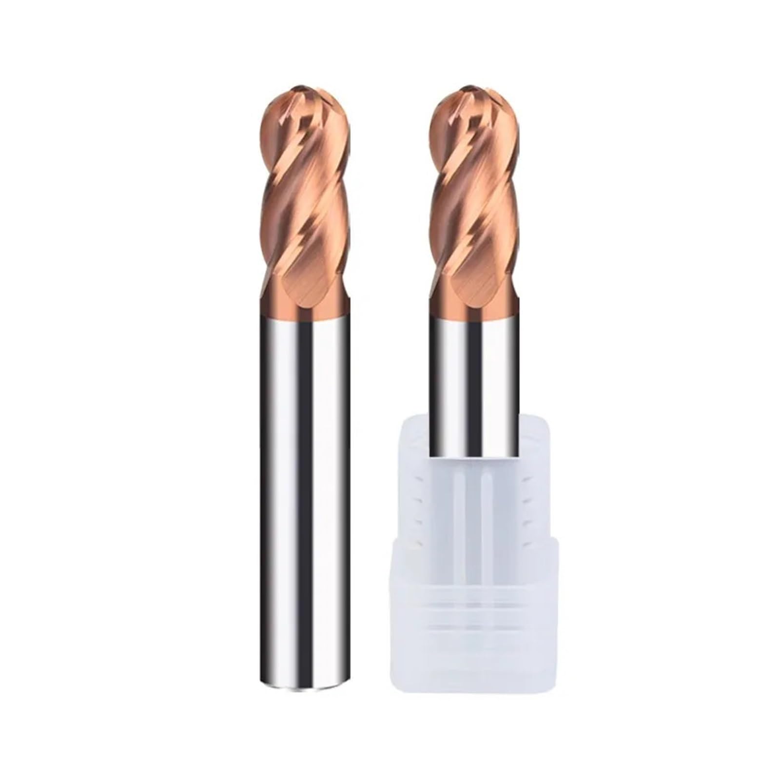cuchilla de cabeza, Fresa de punta esférica de 4 ranuras con revestimiento de carburo de tungsteno de acero HRC60(R6x24x12x75Lx4T)