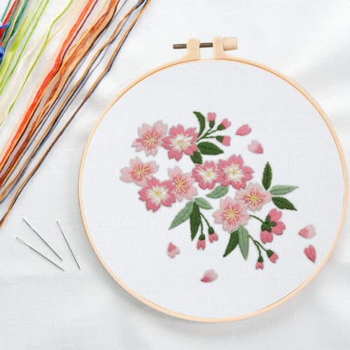 Chfine 3 Pack Embroidery Starter Kit With Pattern, Cross Stitch Kit For Adults Beginners, Including Stamped Embroidery Cloth With 1 Embroidery Hoops, Color Threads And Tool(Mothers Day Gifts) #TOP5
