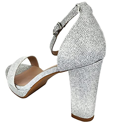 Top Moda Over The Toe Strap Ankle Strap Platform High Heel Open Toe Dress Sandal, Silver, 8 #TOP2
